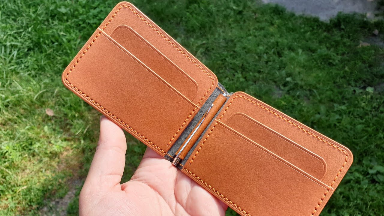 Handmade leather wallet. Vegetable tanned leather. - YouTube