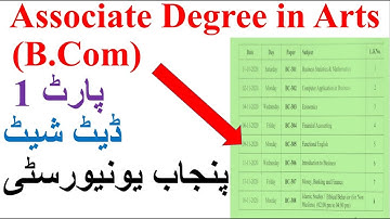 B.Com Part 1 | Date Sheet 2020 | Exams Date Sheet | Punjab University | Official Date Sheet 2020