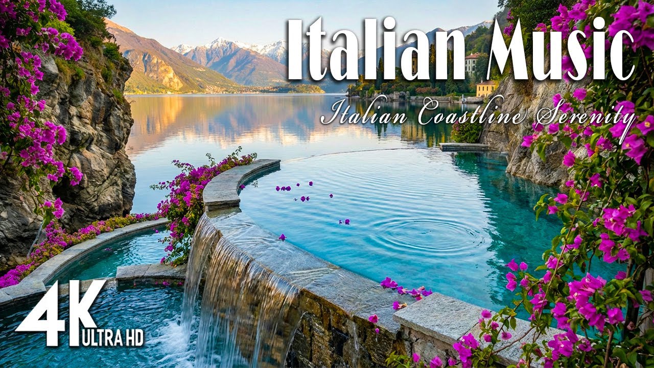 Italian Vibes 🎶 Amalfi Coast & Lake Como Mediterranean Music for Relaxation 4K