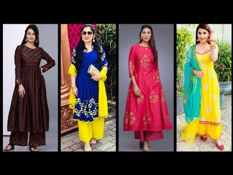 Pretty girl designer naira cut long kurti palazzo dupatta ...