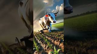 गाय माता खेतों में काम करके केले का पेड़ उगाता है!