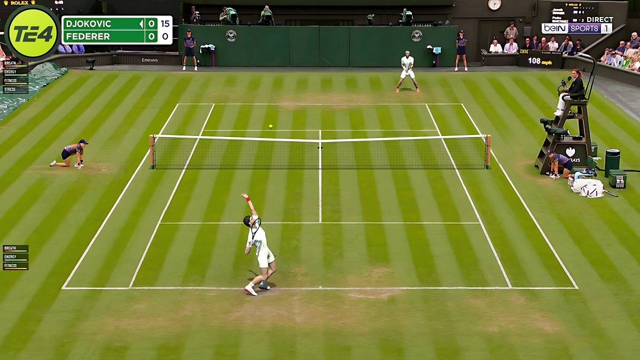 Djokovic vs. Federer | Tennis Elbow 4 (te4) incredible difficulty (10) | Wimbledon gameplay