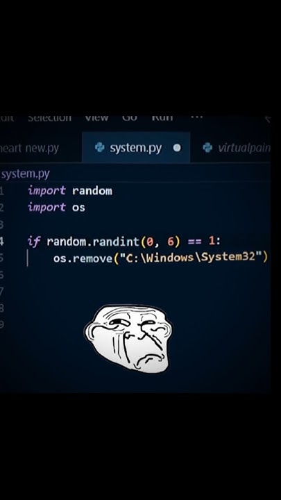Russian Roulette Delete System32 Code #python #coding #humor #viral ...