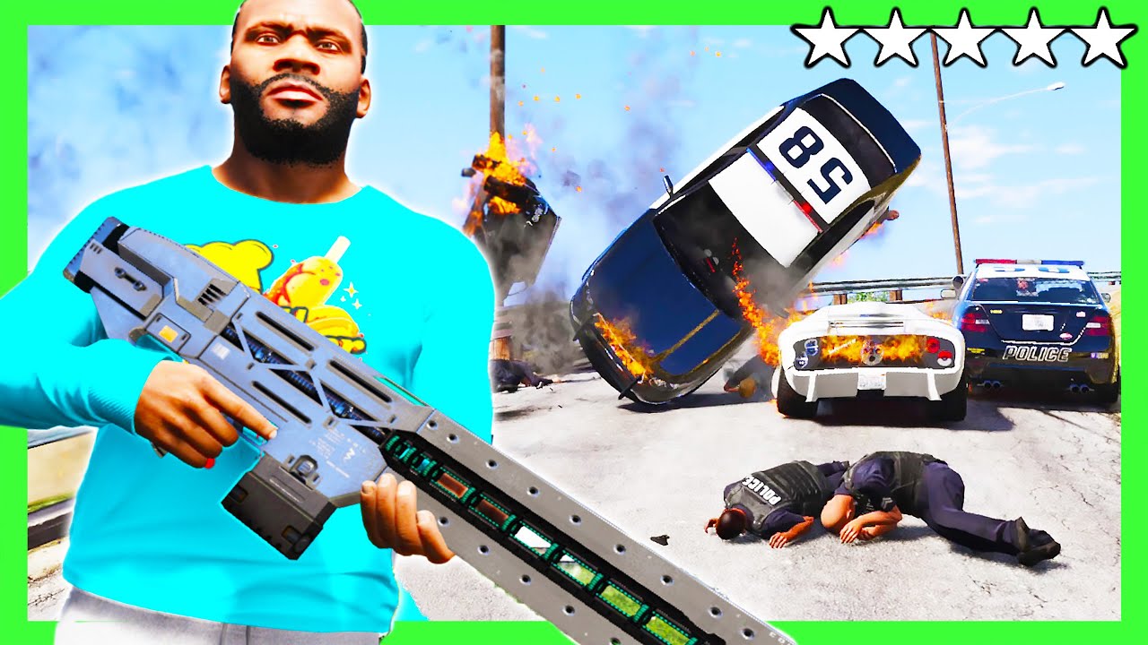 GTA 5 - FRANKLIN vs FBI TEAM FIVE STAR COP BATTLE ESCAPE + POLICE CHASE ...