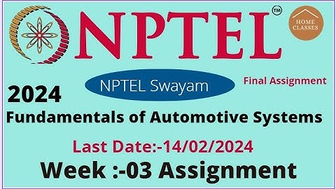 Fundamentals of Automotive Systems //Week-03 / Assignment solutions 03 // nptel