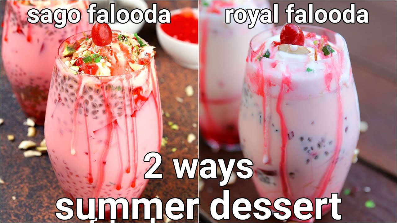 street style falooda recipe - 2 ways summer dessert recipes | royal falooda & sabudana falooda | Hebbar | Hebbars Kitchen