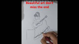 Beautiful Girl Playing Guitar Drawing | #shorts #art #aestheticart #GirlDrawing #artshorts #viral