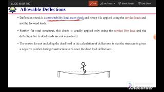 9. Design of steel beam  - Allowable deflection of steel beam,  limiting span to depth ratio