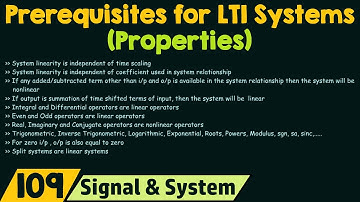 Prerequisites for LTI Systems (Revision of Linearity & Time Variance)