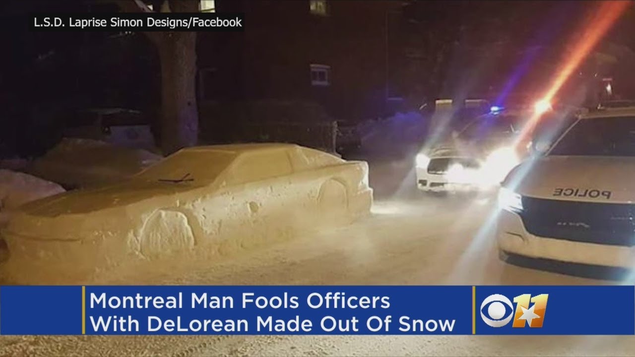 Man fools officers with car made of snow, gets fake parking ticket