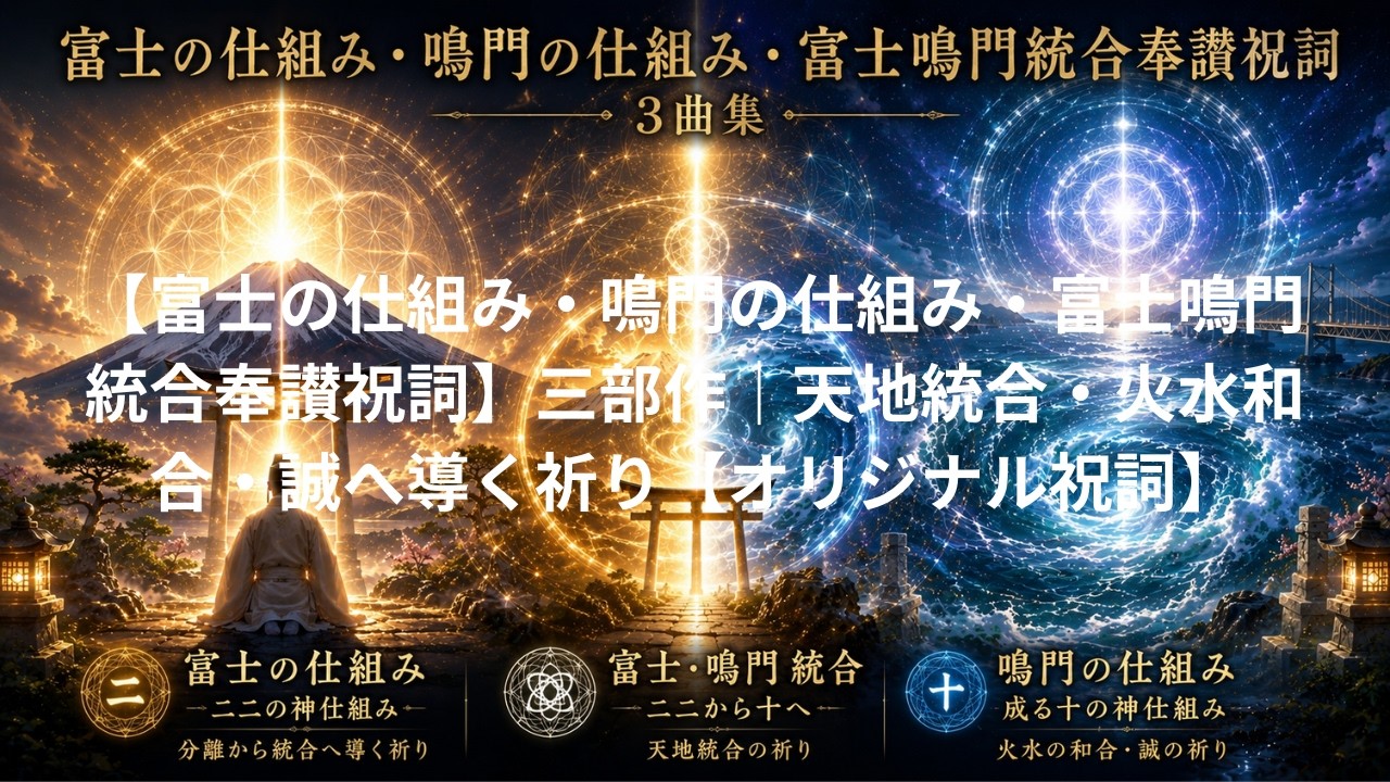 富士の仕組み・鳴門の仕組み・富士鳴門統合奉讃祝詞】三部作｜天地統合