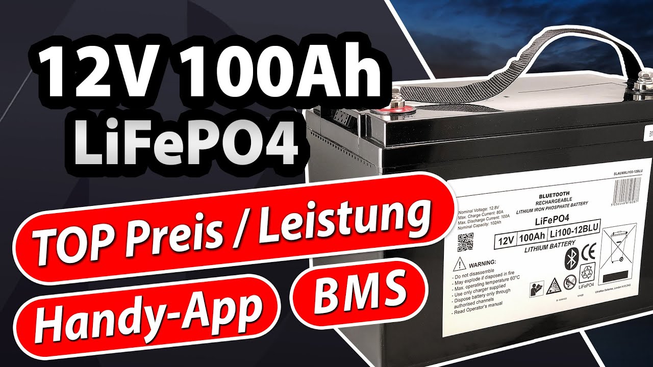 Bluetooth Lifepo4 Akku 12V 100Ah Autobatterie mit BMS Ersetzt AGM