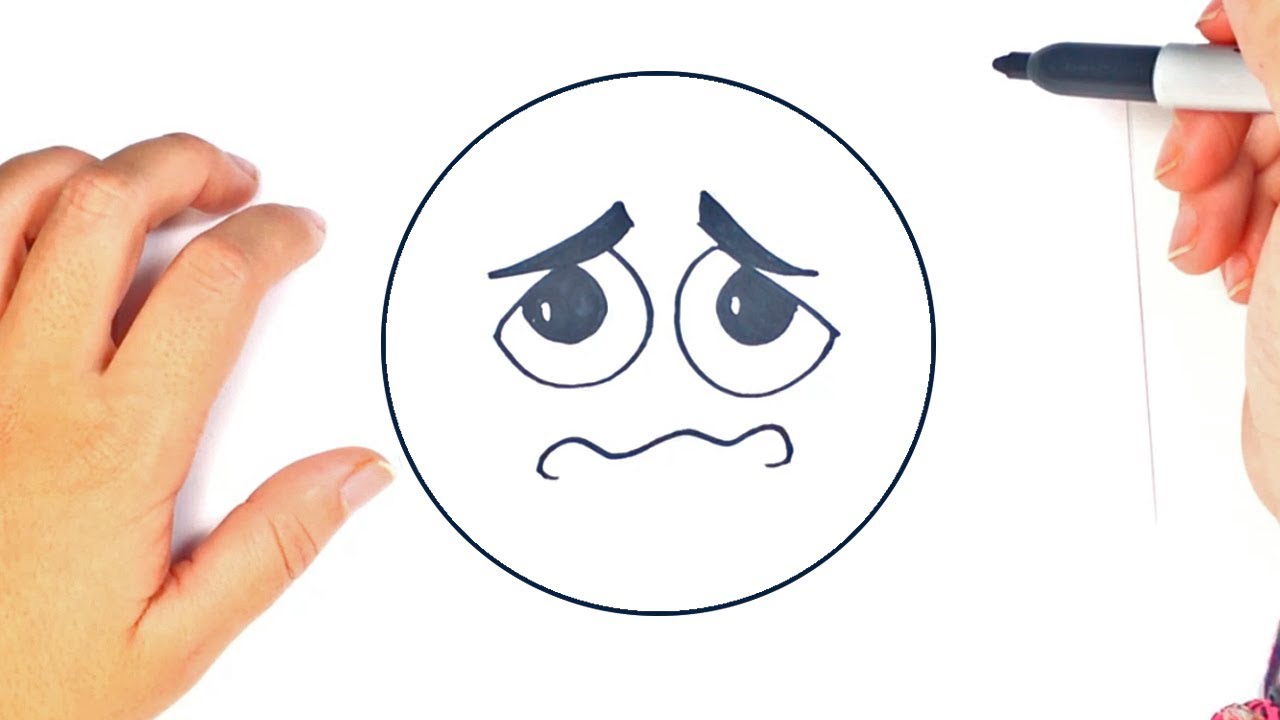 Como dibujar un Emoji Miedoso paso a paso | Dibujo fácil de Emoji - thptnganamst.edu.vn