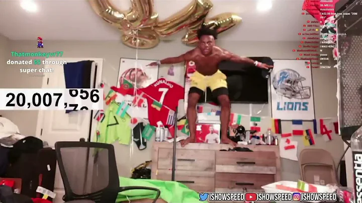 ishowspeed hits 20 million subscribers and jumped on the camera😂