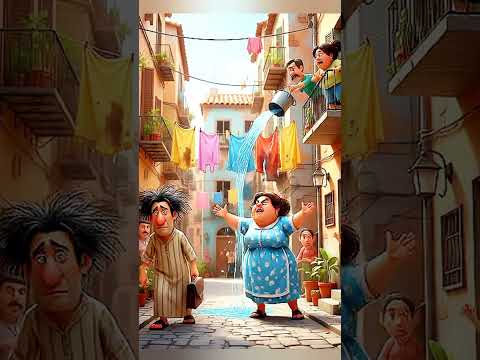 القطه مياو أم طرطور كبت مياه وسخه على غسيل جارتها ولكن النهاية صادمه جدا    