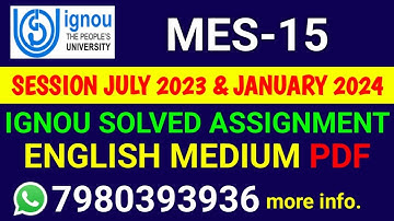 MES 15 Solved Assignment 2023-24 English, MES 15 Solved Assignment 23-24, MES-15 Assignment