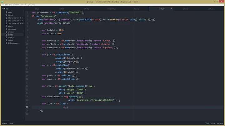 D3.js Tutorial Part 19 - Drawing a line chart from CSV data