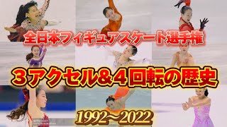 全日本フィギュア トリプルアクセル&４回転の歴史 1992〜2022