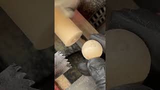 Making Wooden Balls With A Custom Made Tool That Uses A Hole Saw On A Lathe.