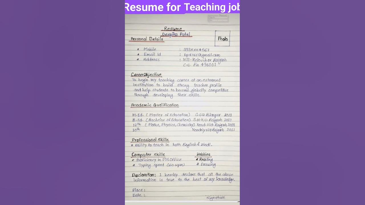 resume-for-teaching-job-shot-english-viral-ytshorts-spokenenglish