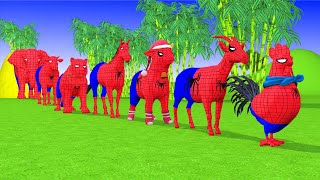 Paint Animals Spider Man Chicken Goad Cow Gorilla Tiger Dinosaur Elephant Fountain Crossing Animals