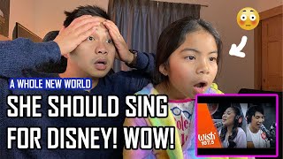 Filipina kid: first REACTION to A Whole New World LIVE| Morisette and Darren WISH 107.5