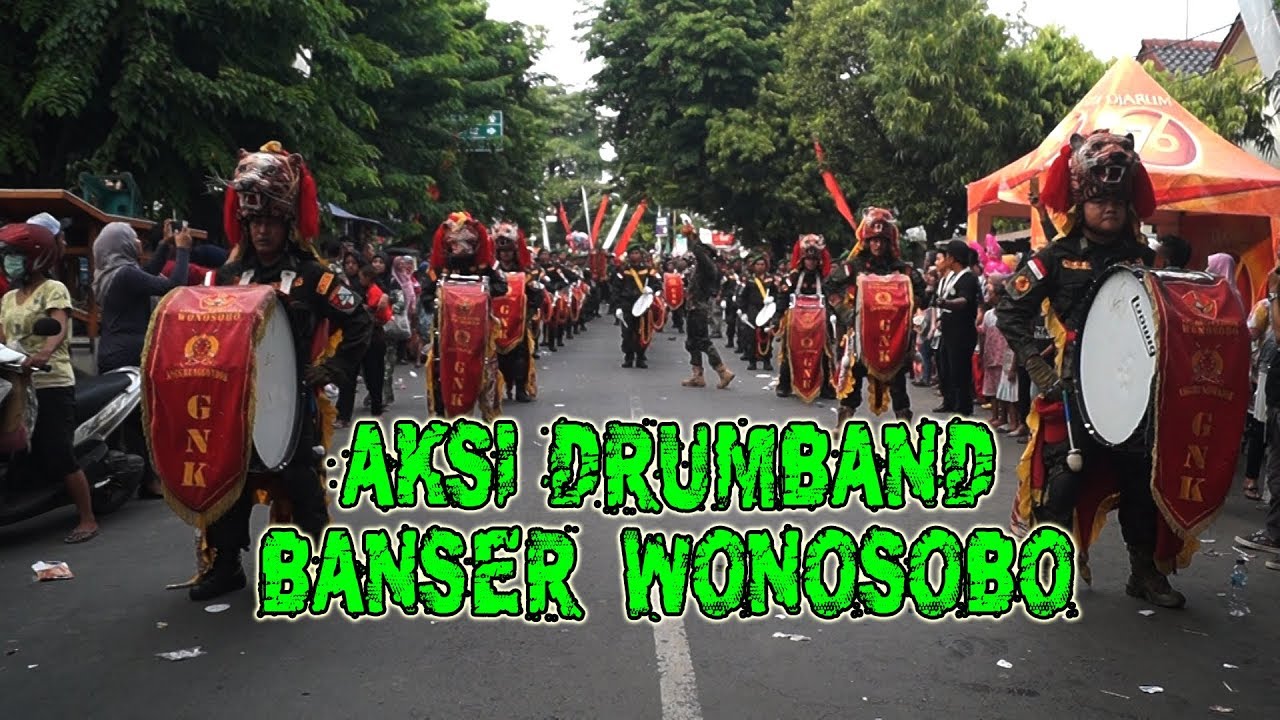 Aksi DrumBand Banser Wonosobo Pawai Pajang Jimat 2019
