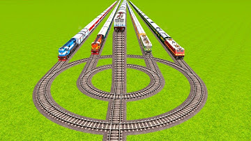 FIVE CRAZY TRAINS DOING CROSSING ON WORLD BIGGEST ROUNDED CIRCLES TURNS|⭕⭕ Train simulator|Railworks