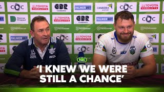 After a comeback win you'd think Ricky would crack a smile?! | Raiders Press Conference | Fox League