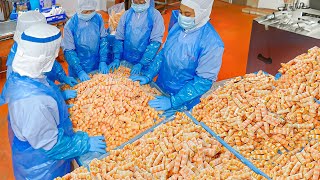 ล้านชิ้นต่อเดือน! กระบวนการผลิตก้อนเนื้อปลาโทบิโกะ - โรงงานอาหารไต้หวัน