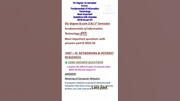 OU Degree B.Com 1st Semester (2025-26) | FIT – Most Important Questions & Answers 💻 |Full Exam Guide