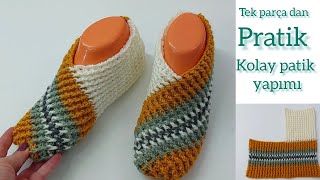 Tek Parça Örgüden Çok Kolay Tığ Işi Patik Yapımı Örgü Patik