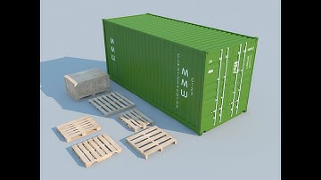 Container 3D Max Model & 3D Pallets