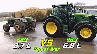 John Deere 5020 VS John Deere 6145R - TUG OF WAR/who wins? (1080p) #Shorts