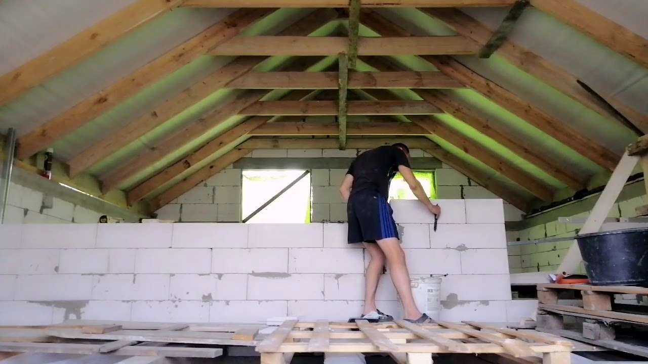 Монтаж перегородки из газоблока - YouTube