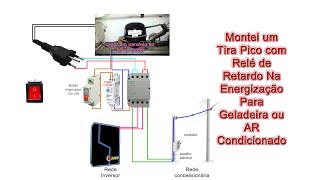 Montei Um Tira Pico com Relé de Retardo Na Energização Para Geladeira ou AR Condicionado Off Grid