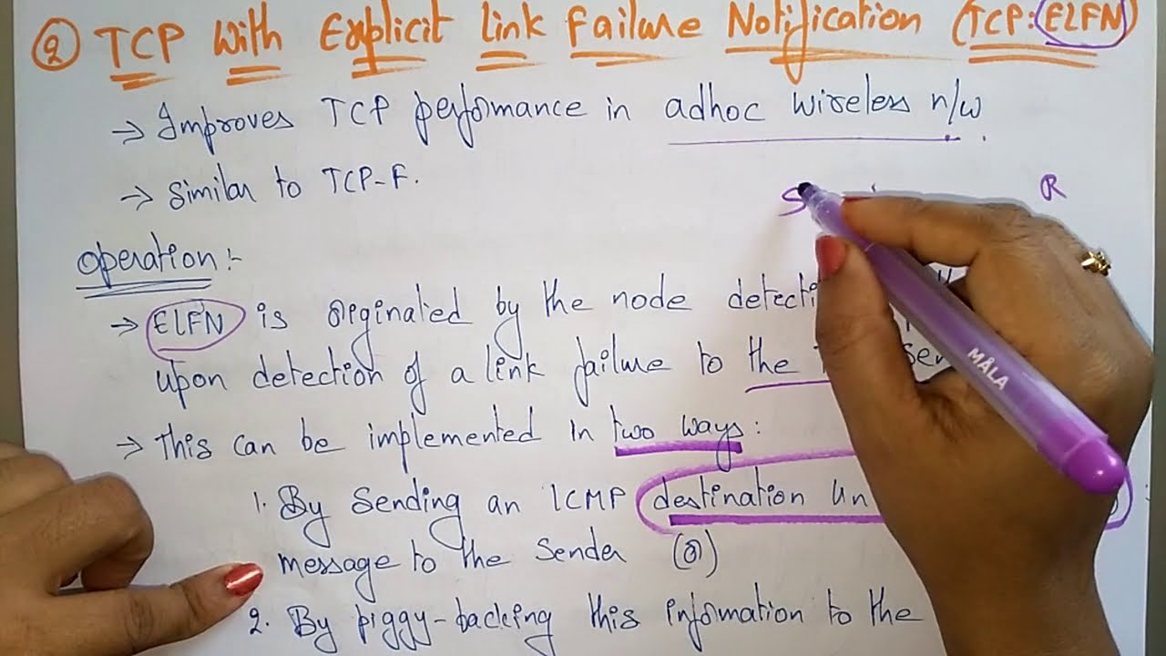 Transport layer protocols | TCP-ELFN  | Adhoc wireless N/W |  Lec-31 | Bhanu Priya