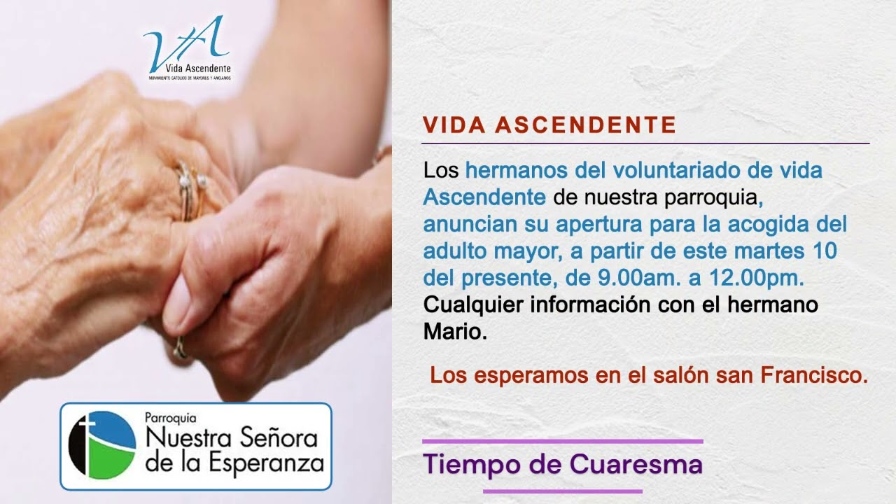 AVISOS PARROQUIALES 08 / 03 / 2026 PARROQUIA NUESTRA SEÑORA DE LA ESPERANZA - ARZOBISPADO DE LIMA