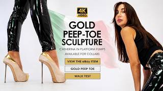 GIANMARCO LORENZI Gold Peep-Toe Platform Pumps Size 37 | Catherina Steel Stiletto Review screenshot 2