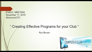 Creating Effective Programs for your Computer and Technology Club
