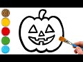Halloween compilation drawing painting and coloring for kids  toddlers  watercolor paints