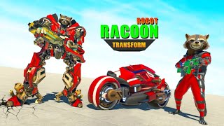 Robot Perang Berubah Jadi Rakun Dan Motor | Rampage Racoon Bike Robot War Game screenshot 2