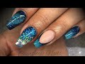 Acrylic nails - blue & glitter design set