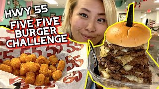 HWY 55 FIVE FIVE BURGER CHALLENGE in Nashville, TN!!! #RainaisCrazy