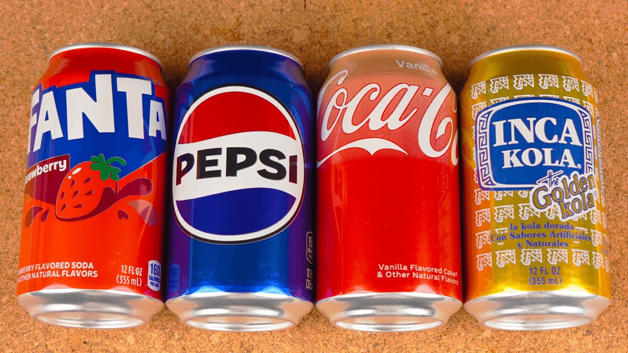 Satisfying video ASMR unboxing FANTA STRAWBERRY, PEPSI, COCA COLA, INCA ...