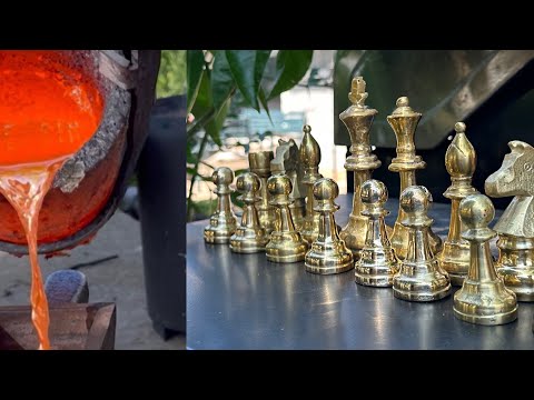 Hand Making Incredible Brass Chess Set From Scrapped Metal