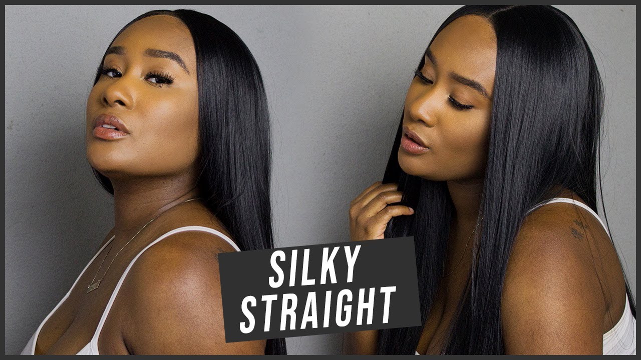 BOMB!!! SILKY BLACK STRAIGHT SYNTHETIC WIG | WIG CUSTOMIZATION +WIG REVIEW  | Readywig.com