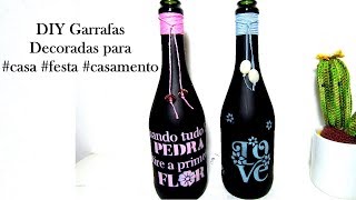 DIY Garrafas Decoradas para casa ou festas