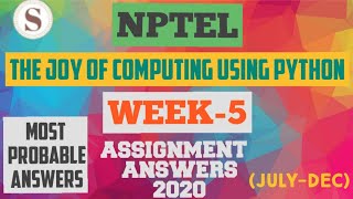NPTEL The Joy of Computing using Python week 5 quiz assignment answers||#nptelweek5||#SKumarEdu