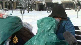 US snow storm hits DC homeless